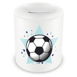 Samunshi® Children's Money Box with Football Motif - Boys and Girls Piggy Bank Money Box White