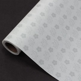 [SSAGAM] White Wrapping Mulberry Paper Roll (20.87 x 393.7 inch.) / 48gsm Light-weight Hanji Paper Yeonmu-ji, Natural Fiber Texture Pattern Printed Roll (Korean letter pattern)