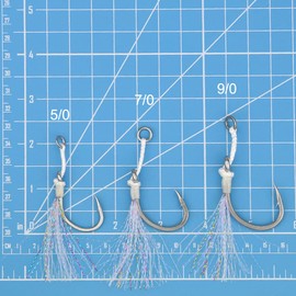 OCEAN CAT Assist - Ganchos para avispas que brillan en forma de jigging, ganchos de caída lenta, rápida, tamaño 5/0,7/0,9/0 (5/0, 1 paquete)