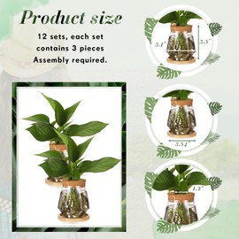 Baderke 12 Packs Propagation Vases for Plants Plastic Plant Propagation with Hole Lid and Bamboo Stand Growing in Water Hydroponic Home Office Desktop Vase Decoration (Cup Style)