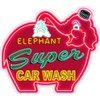 Elephant Super Car Wash Neon Stylized Plasma Cut Metal Sign