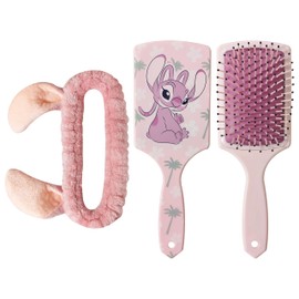 LUV HER Kids Disney Hair Brush & Spa Headband Set for Girls - Features Angel from Lilo and Stitch - Fun Grooming Kit for Detangling Styling - Soft & Stretchy One Size, Ages 3+