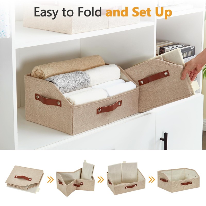 Bagnizer Closet Organizers and Storage, Linen Trapezoid Storage Bins with