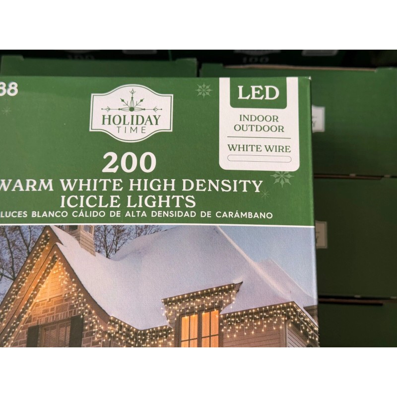 Holiday Time 200-Count WARM White LED High-Density Icicle Lights white