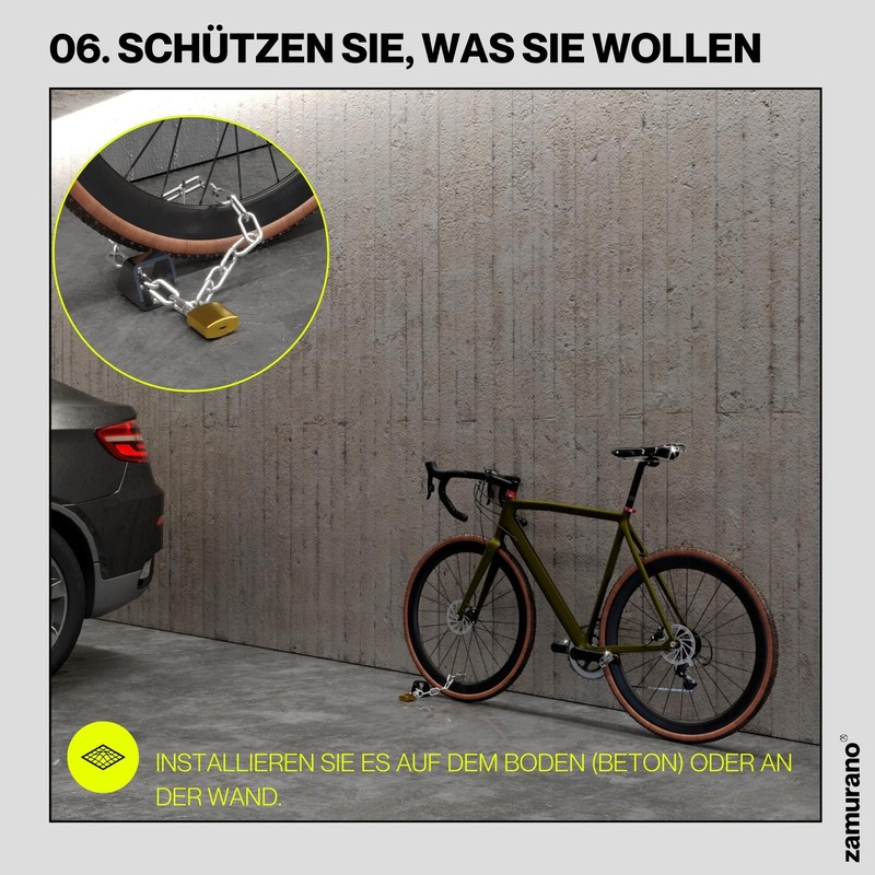 zamurano. High Security Anti-Theft Chain Anchor Ideal for Motorcycles and