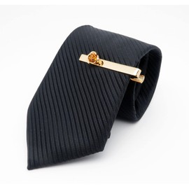 Jonwo Rose Flower 5.7 cm Tie Clips for Men in Gift Box Men's Tie Clip Tie Business Anniversary Gift Wedding, Brass