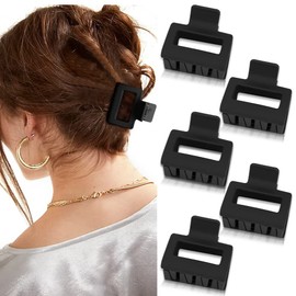 ATODEN Square Claw Clips Black Hair Clips 2'' Matte Hair Clips for Women Girls 5Pcs Rectangle Medium Hair Clips for Short Thin Hair Non-slip Strong Grip Hair Clamps Hair Grips Jaw Clips Cute Hair Accessories Gifts for Women