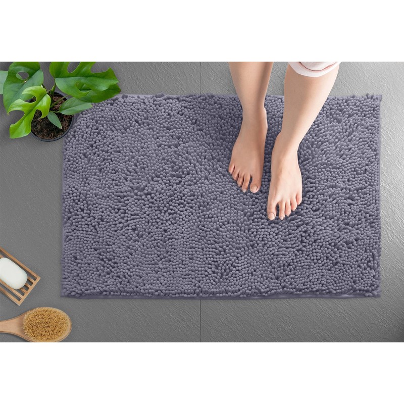 LuxUrux Bath Mat-Extra-Soft Plush Bath Shower Bathroom Rug, 1'' Chenille