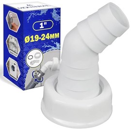 Washing Machine Drain Adaptor 45° and for Dishwasher Connection Drain for Hose with Inlet Diameter 19-24 mm Suitable for Siphon with 1 Inch Male Thread MONTERAL