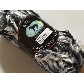Dark Horse Yarns Wild #108 Black White Grey Fuzzy Short Eyelash 100 Gram, 108 Yards