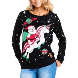 Tipsy Elves Women's Santa Unicorn Christmas Sweater Medium