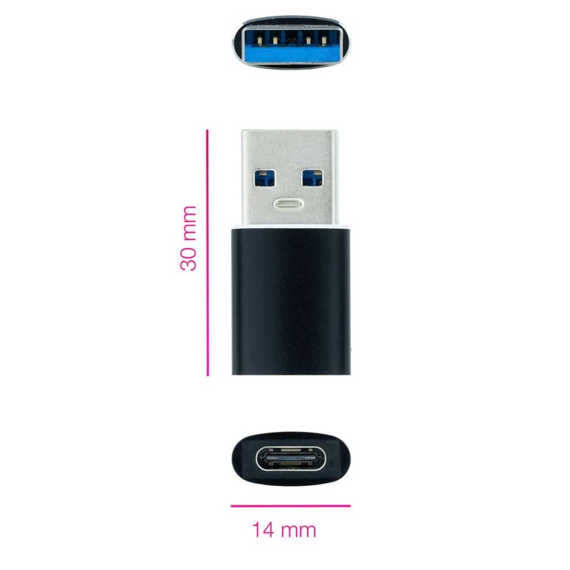 Nanocable 10.02.0012 - USB-A 3.1 to USB-C Adapter, USB-A/Male -