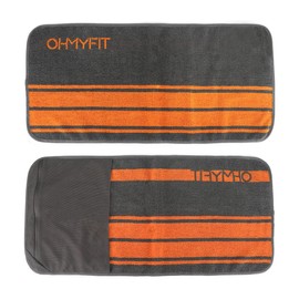 OHMY FIT Smart Fitness Towel with Zippered Pocket - Gym Towel for Men & Women - Multifunctional Exercise Towel - Quick Dry Sweat Towel for Workout, Yoga, Tennis, Sports & More (Gray, Pack of 1)