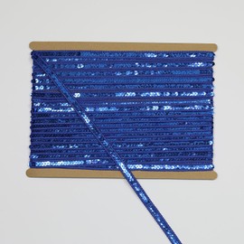 dlboboai Sequin Ribbon Trim Polyester Braided Ribbon 12 Yards 12mm Wide Lace Trim for Sewing Crafts Clothing Curtains Accessories Lampshade Home DIY Decoration (Dark Blue)