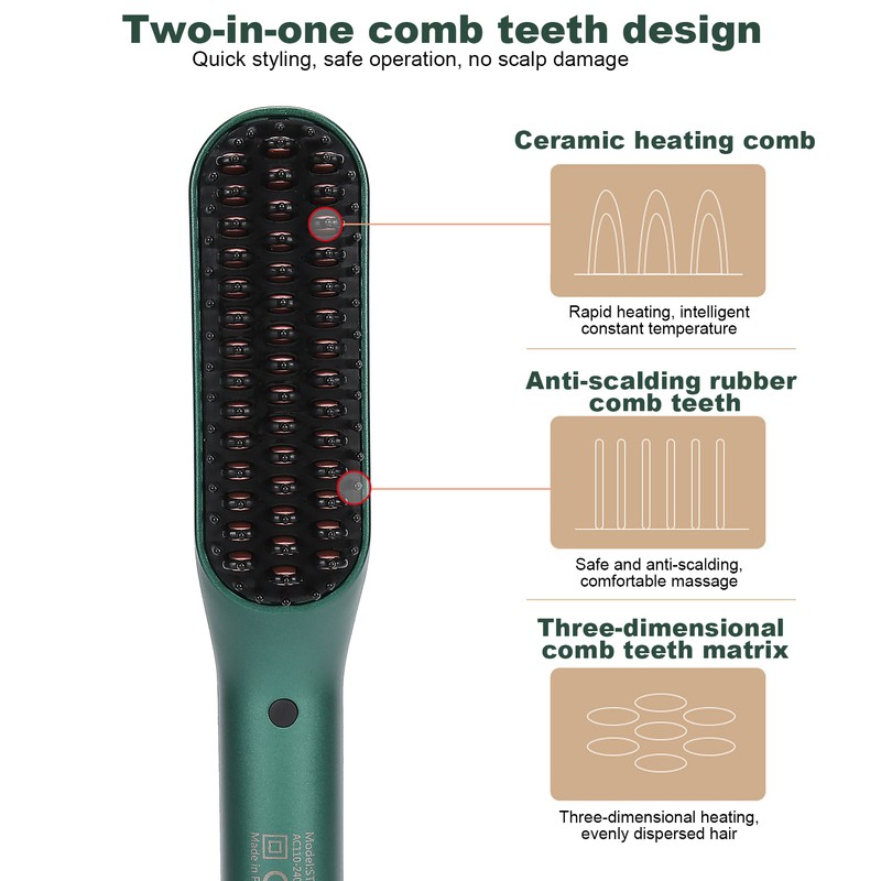 Beard Straightener Electric Digital Beard Straightening Comb for Men 110‑240V