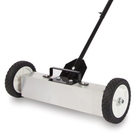 Master Magnetics Magnetic Sweeper with Wheels - Rolling Magnet Sweeper with Adjustable Handle - Powerful Magnetic Tool for Lawn and Shop Use - Pick Up Nails and Other Metal Debris - 18”