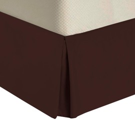 Royal Tradition Solid Microfiber Twin Extra Long-XL Pleated Tailored, 14-Inch Drop, Split Corners Bed Skirt, Chocolate