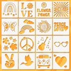 Peace and Love Stencils, 16 Pcs Hippie Stencils, Boho Groovy
