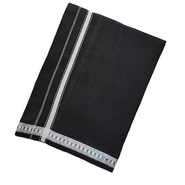 Kolakeer™ Men's Cotton Pentex Dhoti - Kerala Style Single Mundu with Golden Resham Border - 4 Mulam/1.9 Mtrs (Blacko)