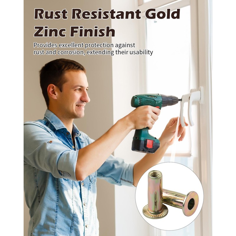 AOKLIT 50 Pcs Multi Grip Rivet Nut Kit, m6 Rivet