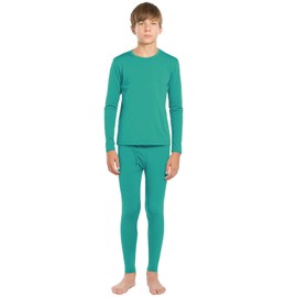 ViCherub Thermal Underwear Set for Boys Long Johns Fleece Lined Kids Base Layer Thermals Sets Boy Jade XS