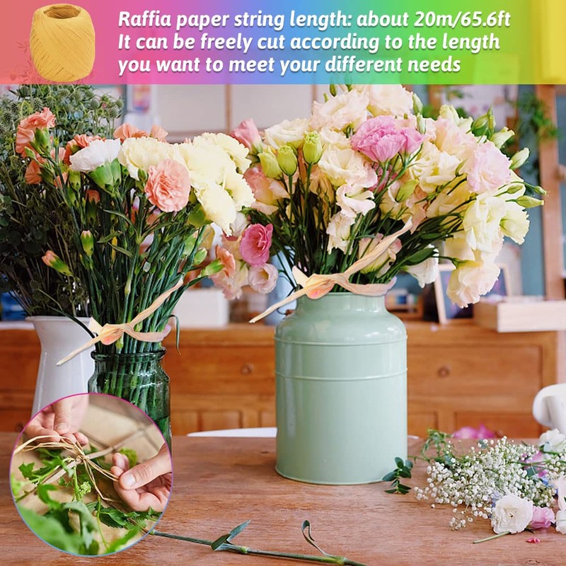 SIYINGSAERY 15 Rolls Raffia Paper Ribbon Twine Strings 15 Colours