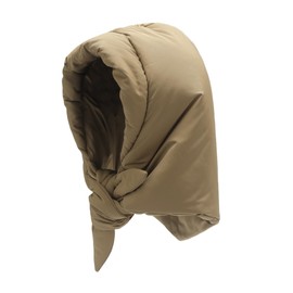 ZLYC Women Winter Down Hat Windproof Hooded Scarf Soft Warm Balaclava Skull Cap Beanie Hat (Solid Khaki)