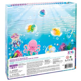 3C4G: Seas The Day! Aquatic Artist Drawing Set - 20pc Make Your Own Waves Ocean Themed Kit, Magnetic Closing Box, Full-Sized Sketchbook, Girls Kids 8+