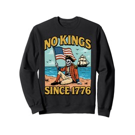 No Kings Since 1776 Funny Skeleton USA Flag 4th of July Sweatshirt