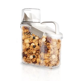Besmall Müsli Aufbewahrung mit Messbecher BPA-freier Küche Getreide Lagerung Vorratsgläser, Kunststoff Luftdichte Vorratsbehälter für Lebensmittel Wasserdichter Aufbewahrungsbehälter (1 PCS 1.5L)
