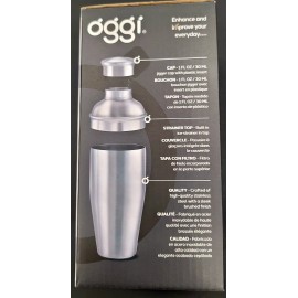 OGGI Barware .75 Lt/25 oz Classic Stainless Steel Cocktail Shaker Leak Proof Cap