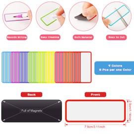 Teklemon Magnetic Strips Writeable, Pack of 54, 7.9 x 2.9 cm, Erasable Magnetic Strips, Reusable Magnets for Whiteboard, Metal Cabinets and Fridges, Magnetic Surfaces