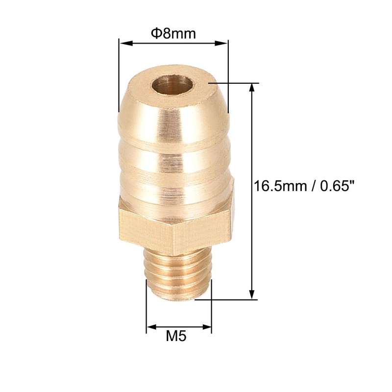 sourcing map Brass Metric Barb Connector Hose Nozzle 8mm x
