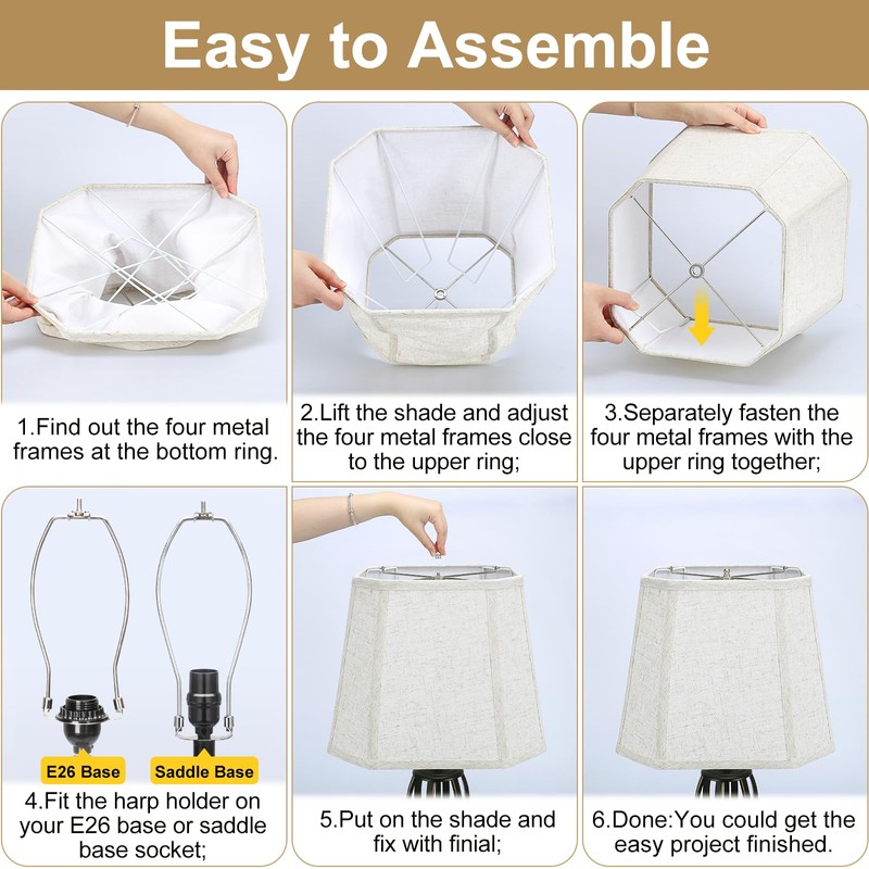 Rectangle Lamp Shades Set of 2, 10.5" x 10"x 13"
