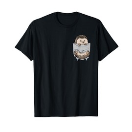 Hedgehog in the chest pocket. Funny hedgehog T-Shirt