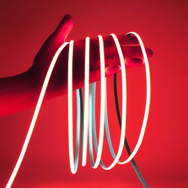 MALIIGAZA 24V COB LED Strip Red 5mm Ultra Narrow LED Light Tape, High Bright Dotless Dimmable Flexible LED Ribbon, IP30 5m 16.4FT for Indoor Party Bedroom Home Decor (DC24V, Without Power Supply)