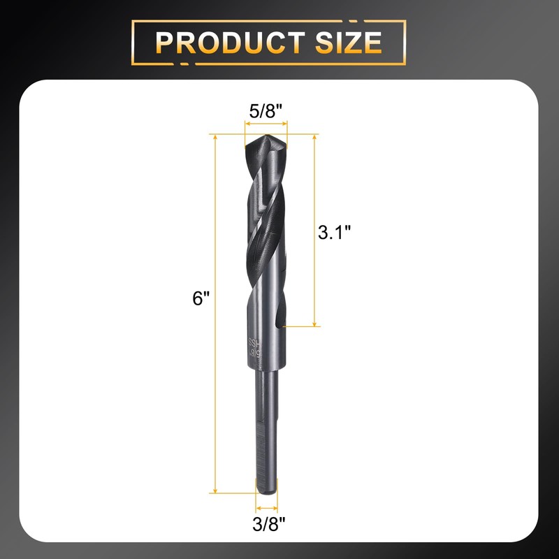 HARFINGTON 5/8" Drill Bit 3/8" Reduced Shank 3-Flat 4241 High