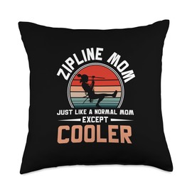 Zip Wire Gift Ideas For Zipline Lover Zipline Mom Just Like A Normal Mother Retro Sunset Vintage Throw Pillow, 18x18, Multicolor