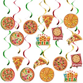 FOZEE Pizza Hanging Swirls, Pizza Birthday Party Decor, Pizza Ceiling Decorations, Italian Themed Party Decorations, Pizza Party Decorations,16Pcs