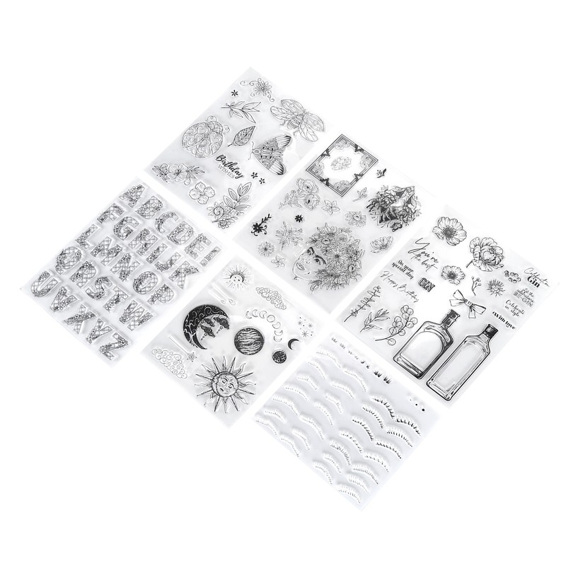 6pcs Silicone Embossing Folders Multipurpose DIY Craft Template Molds for