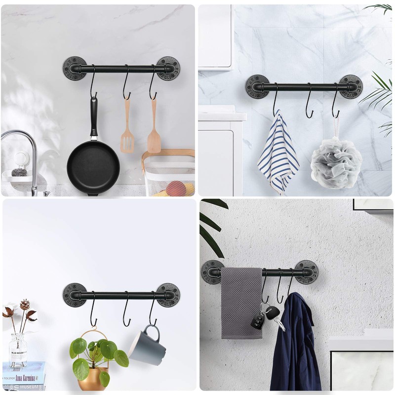 Jeasor Industrial Pipe Towel Rack Towel Bar, Heavy Duty Wall
