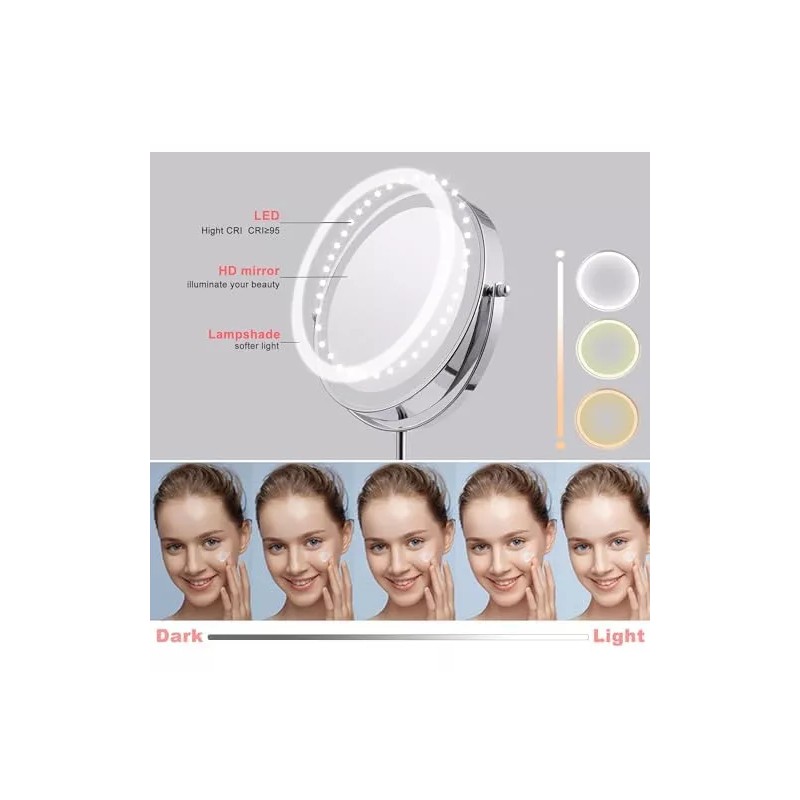 Tushengtu 8 Espejo De Maquillaje Con Luces Y Led De