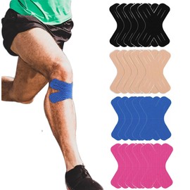 Kinesiology Tape | Latex Free | Cotton Athletic Tape Precut | Water Resistant Strips Elastic X Shaped Kinetic Tape for Sports, Muscle Strain Relief & Joint Support, 20 Pcs
