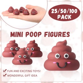 WinnerWhy 100 Pcs Mini Poop Figures Small Poop Figurines Poo Toys Fake Poop Classic Brown Poop Rubber Poop for Prank Hide Seek Goodie Bags Piñata Stuffers Party Supplies Gifts Easter Egg Fillers