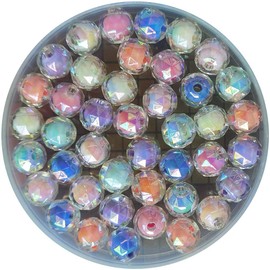 Qingxii Decorr Mixed Lots Shiny AB Color Acrylic Faceted Bead DIY Beading Hairband Bracelets Necklace Craft Embelishment (Mixed Colors-1)