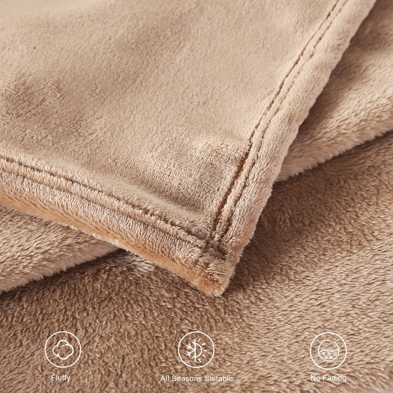 TASTHROW Light Coffee Cuddly Blanket, Fluffy Blanket, Fleece Blanket, 130