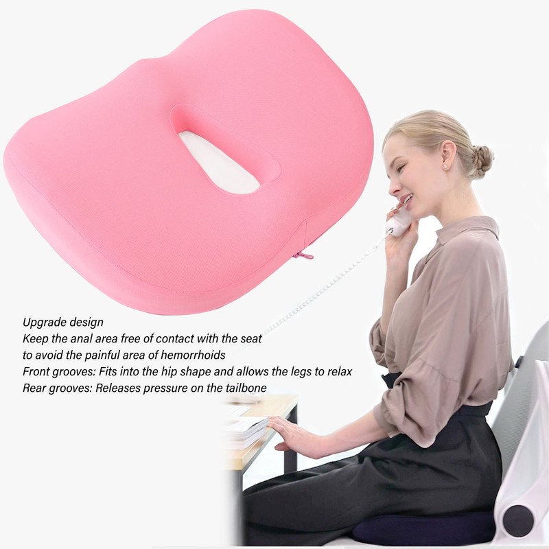 Memory Foam Seat Cushion Breathable Hollow Core Orthopedic Hemorrhoids Sitting