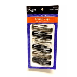 Diane 12pc Silver + Black Spring Hair Clips