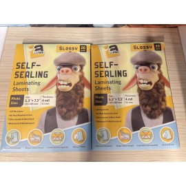 LA LLAMA Lot of 2 LA LLAMA 20 Glossy Self-Sealing Laminating Sheets 5.3" X 7.3"