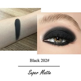 Mysense Paleta De Sombras De Ojos Individuales En Negro Mate, Sombra De Ojos En Polvo Compacto, Maquillaje De Ojos En Polvo Negro Suave, Alta...      